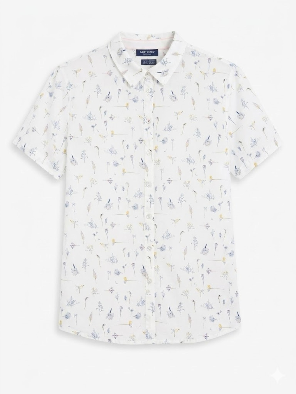 Saint James Floral Short Sleeve Button Down Shirt size 12 fits smaller